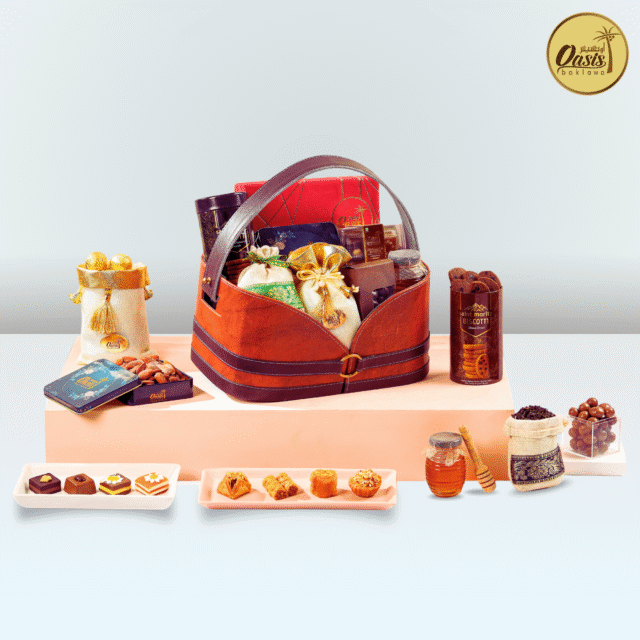 1 Gourmet Gift Basket Tote Allure – Exclusive Baklawa & Chocolate Collection