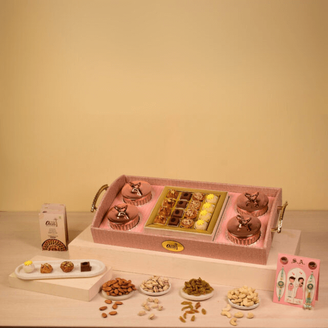 7 4 Dry Fruits + 16 Pc Assorted Bakalwa Gift Hamper – PINK